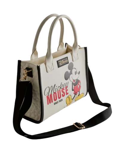 Handbag with Mickey Mouse design on a light gray background