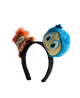 Plush headband with cartoon character faces on a white background