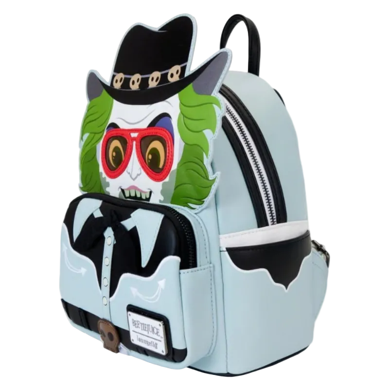 Backpack with cartoon character face on a white background