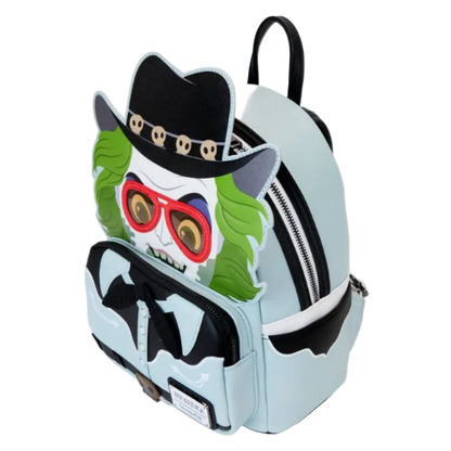 Backpack with owl design wearing a hat and sunglasses on a white background