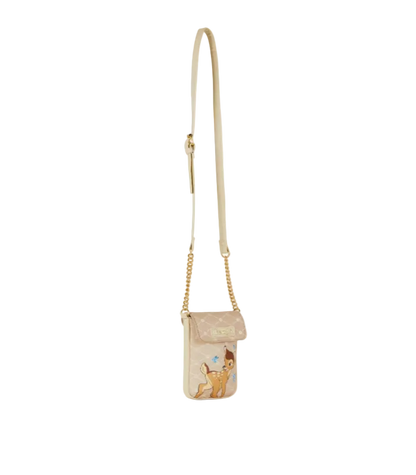 Small crossbody bag with a character design on a white background