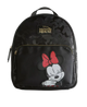 Black backpack with Minnie Mouse design on a gray background