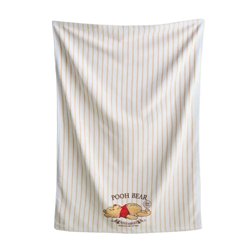 Striped towel with a cartoon character on a white background