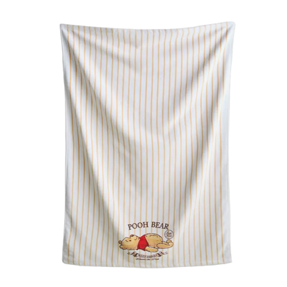 Striped towel with a cartoon character on a white background