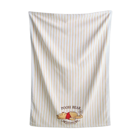 Striped towel with a cartoon character on a white background