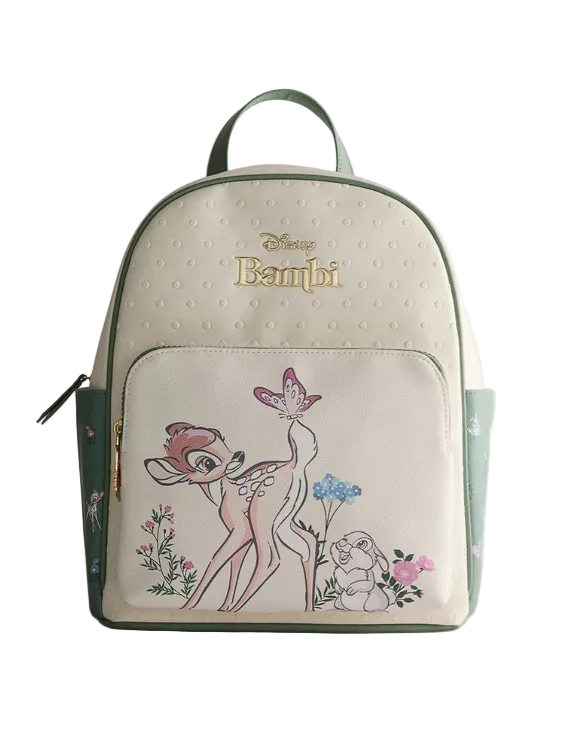 Disney Bambi Faux Leather Mini Backpack with Zip Pockets