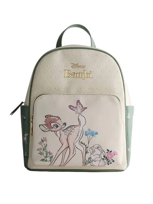 Disney Bambi Faux Leather Mini Backpack with Zip Pockets