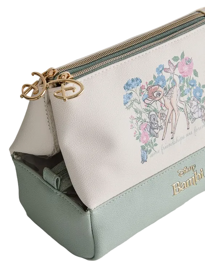 Cosmetic bag with Bambi design on a white background