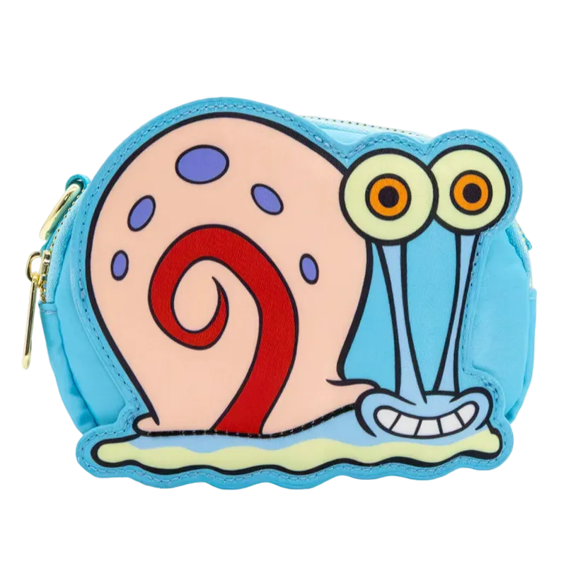 Colorful snail-shaped coin purse on a white background