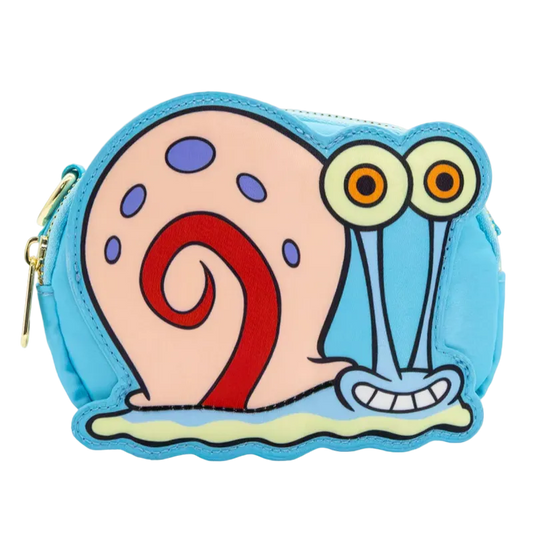 Colorful snail-shaped coin purse on a white background