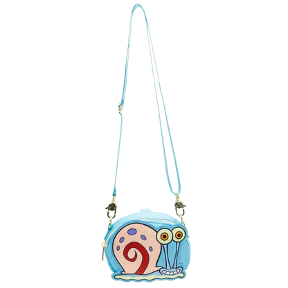 Children's crossbody bag with a cartoon snail design on a white background