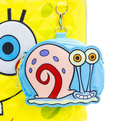 Colorful character purse with a yellow background