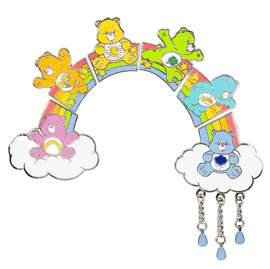 Colorful arch with cartoon bears on a white background