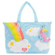 Children's tote bag with rainbow, clouds, and Care Bear design on a white background
