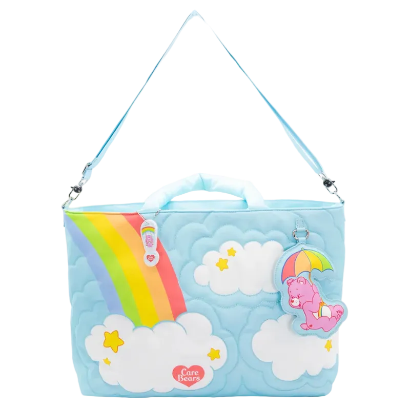 Children's bag with rainbow and cloud design on a white background