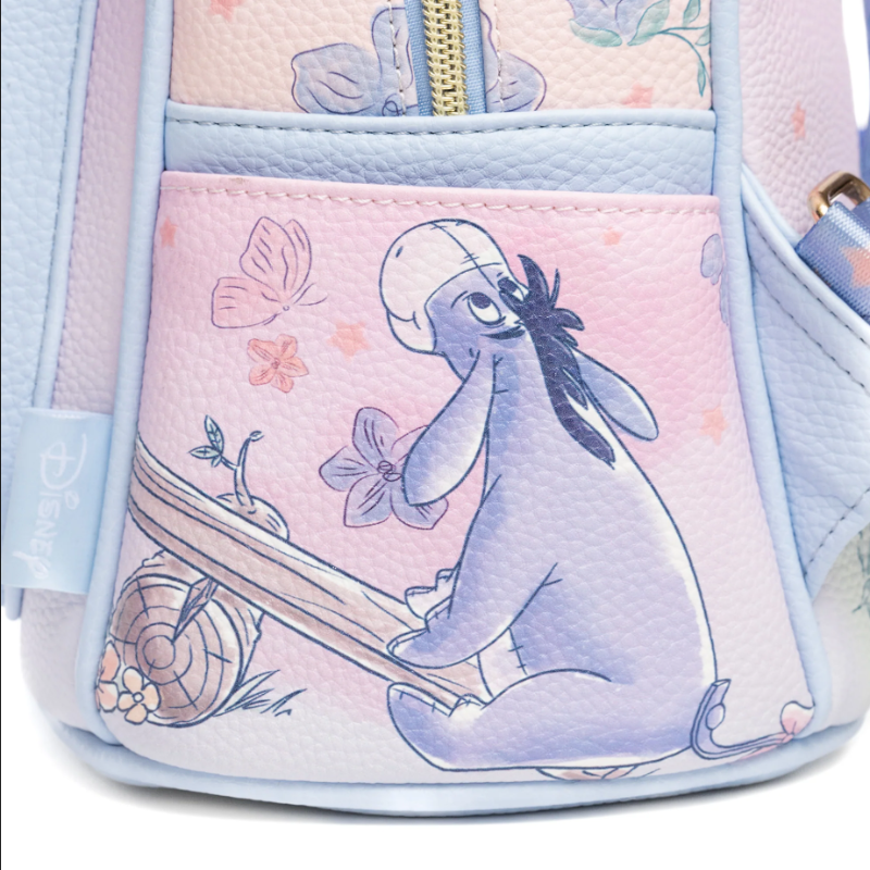 Backpack with Eeyore character design on a pastel background