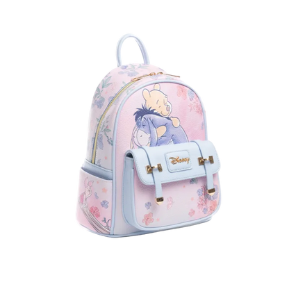 Backpack with cartoon characters on a white background