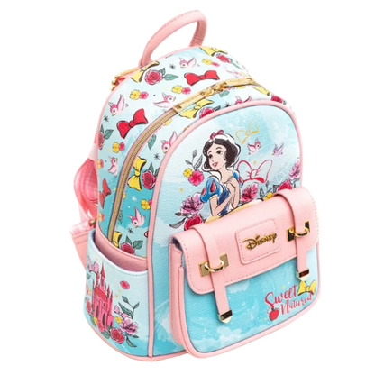 Backpack with Disney princess design on a white background