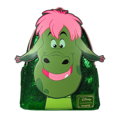 Green character with pink hair and sequined outfit on a white background