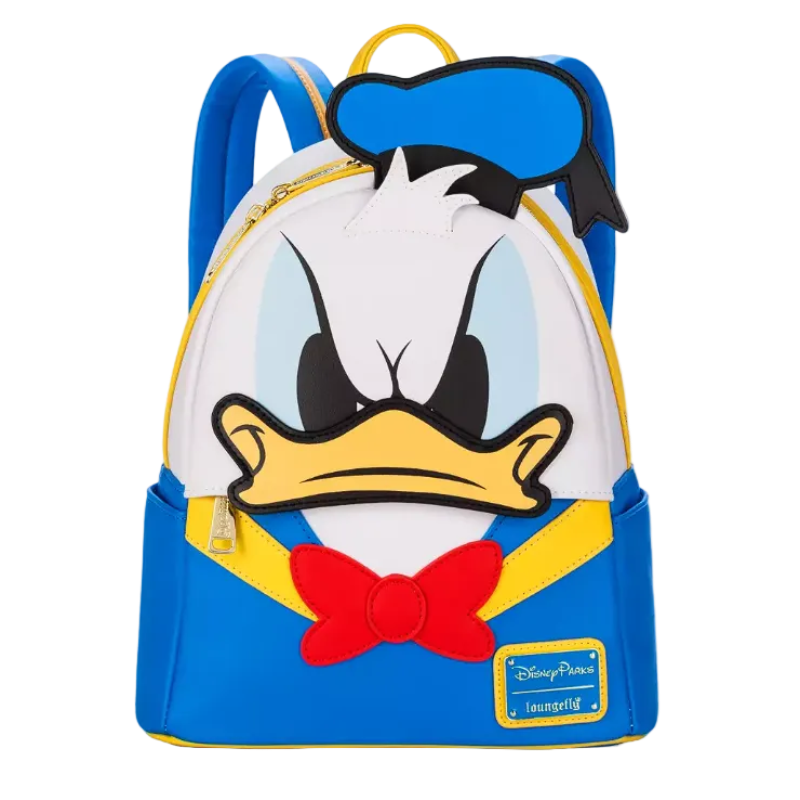 Backpack with a cartoon character face on a white background
