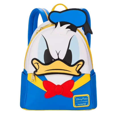Backpack with a cartoon character face on a white background