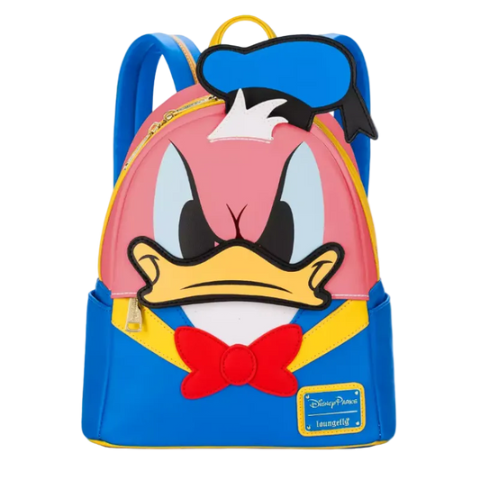 Backpack with cartoon character face on a white background