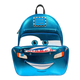 Blue backpack designed like a character with a face, featuring a 'Pixar' logo on a white background.