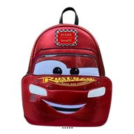 Red backpack designed like a character with a 'Pixar' logo on a white background