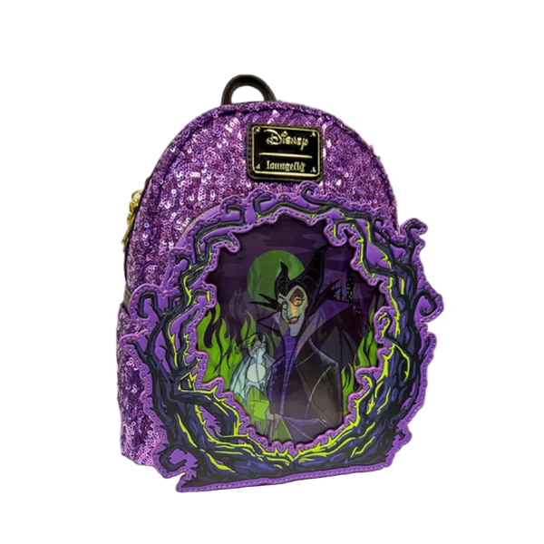 Backpack with Disney Villains design featuring Maleficent and幼女, branded with 'Lover's'.