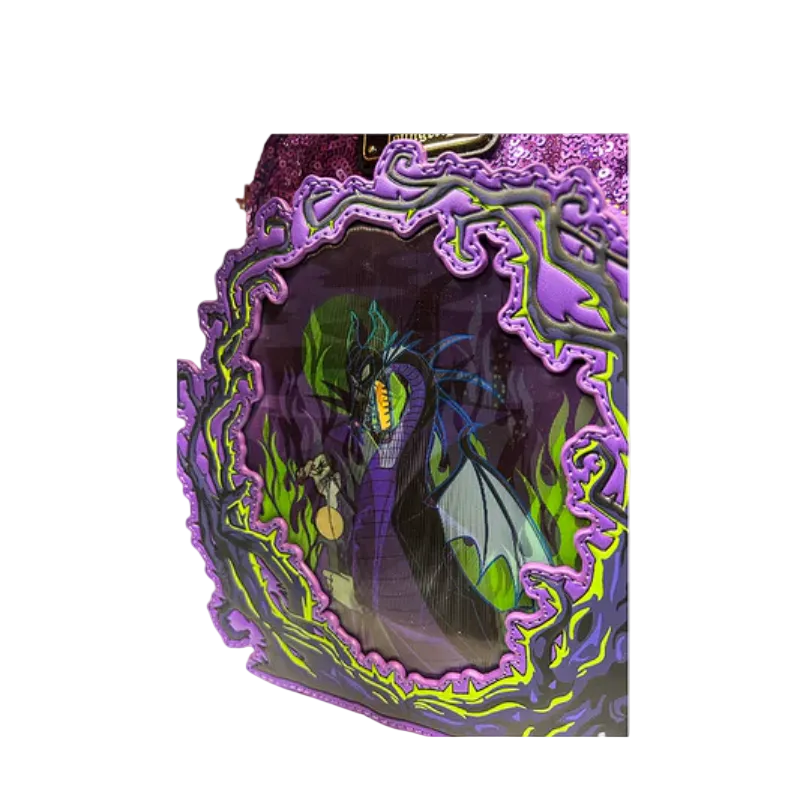 Decorative item with a dragon design and purple frame, featuring the brand 'Flowers'.