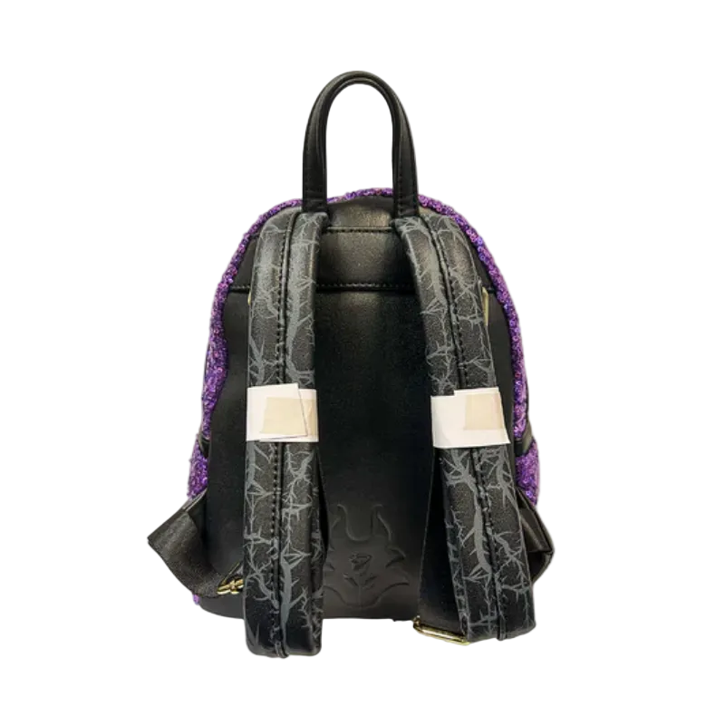 black leather snakeskin panel backpack Loungefly Maleficent Lenticular Sequin Mini VACATION Avanti RDX Seat Box Colour:Shadow Tapestry in 12.50 Width