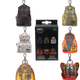 Collection of Godzilla-themed keychains with packaging in the center.
