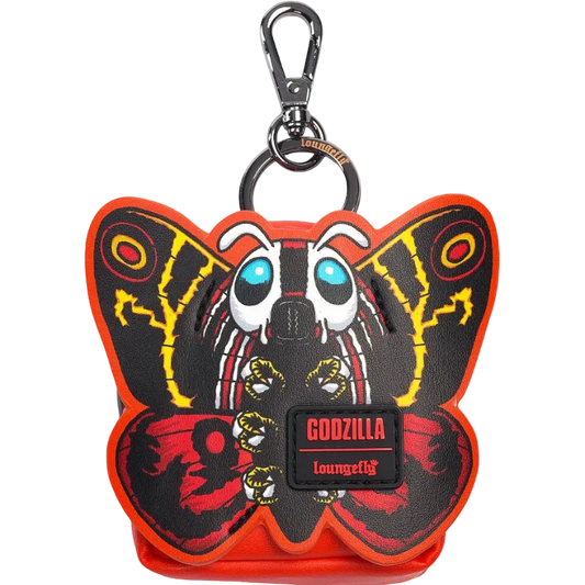 Butterfly-shaped keychain with Godzilla design on a white background