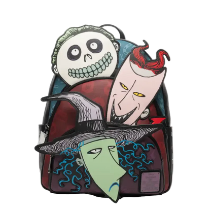 Backpack with cartoonish face designs