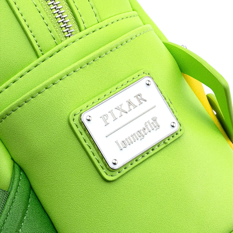 Green bag with Pixar Loungefly label on a white background