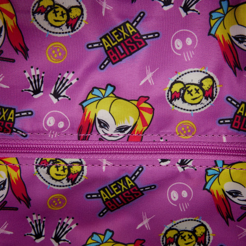 Pink pouch with character design and 'Alexa Bliss' text on a pink background