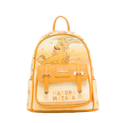 Backpack with Disney character design and 'Hakuna Matata' text on a white background