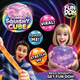 Promotional image of Fun Doh products with a boy and girl holding Jumbo Squishy Cube and Fun Doh.