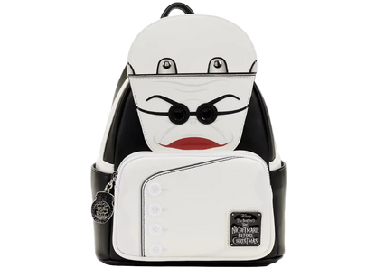 A Lounge Club Disney's The Nightmare Before Christmas Darth Vader backpack, featuring a white faux leather front with black leather side panels and a printed face design with black glasses and red lips.