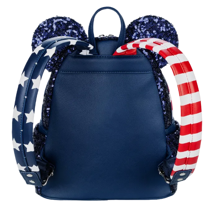 Disney Parks Minnie Mouse Sequined Stars and Stripes Backpack Loungefly
