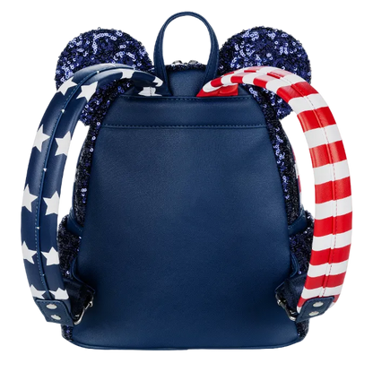 Disney Parks Minnie Mouse Sequined Stars and Stripes Backpack Loungefly