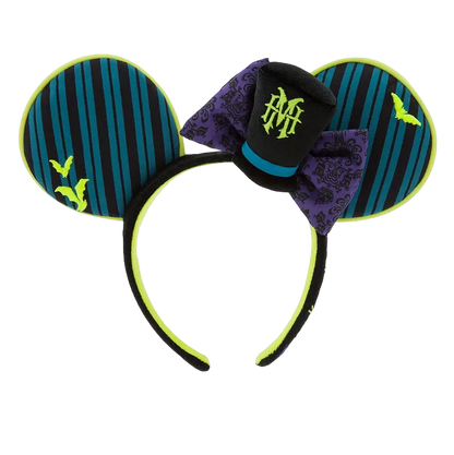 The Haunted Mansion Wallpaper Ear Headband with HM Crest Bow