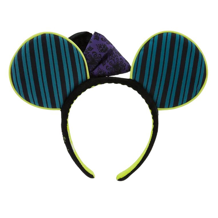 The Haunted Mansion Wallpaper Ear Headband with HM Crest Bow