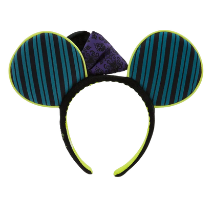 The Haunted Mansion Wallpaper Ear Headband with HM Crest Bow