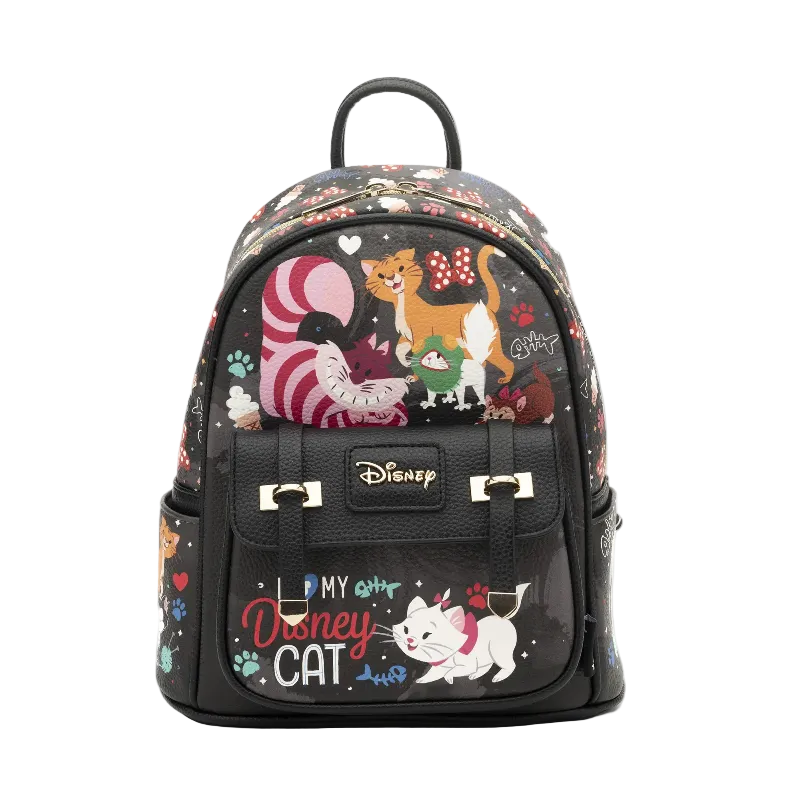 Backpack with Disney cat-themed design on a white background