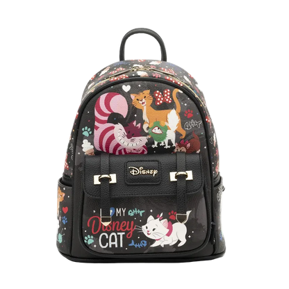 Backpack with Disney cat-themed design on a white background