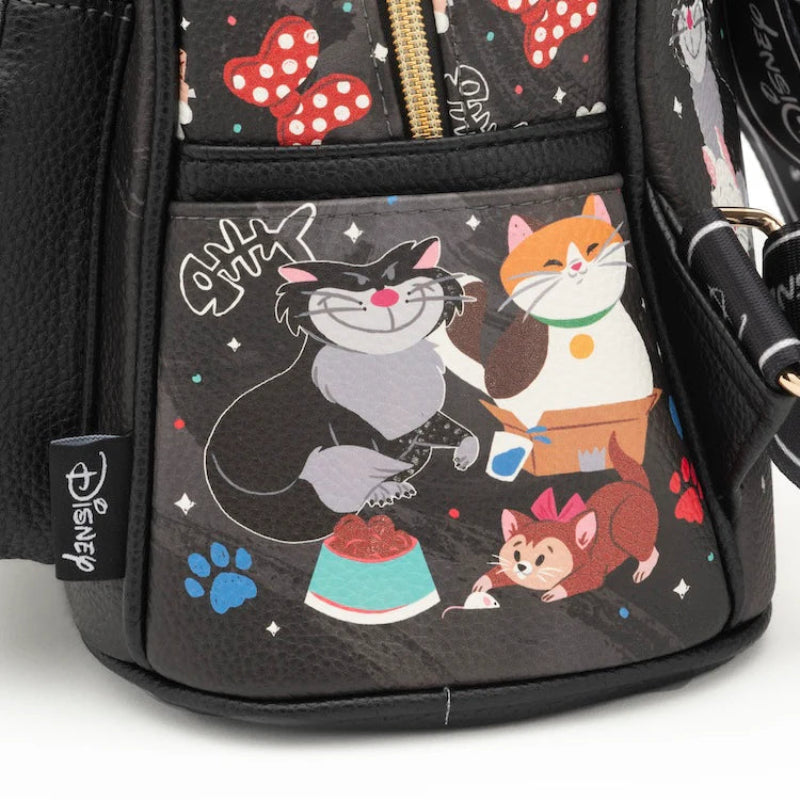 Backpack with cartoon cat characters and Disney logo on a white background