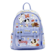 Light blue backpack with Disney dog-themed design on a white background
