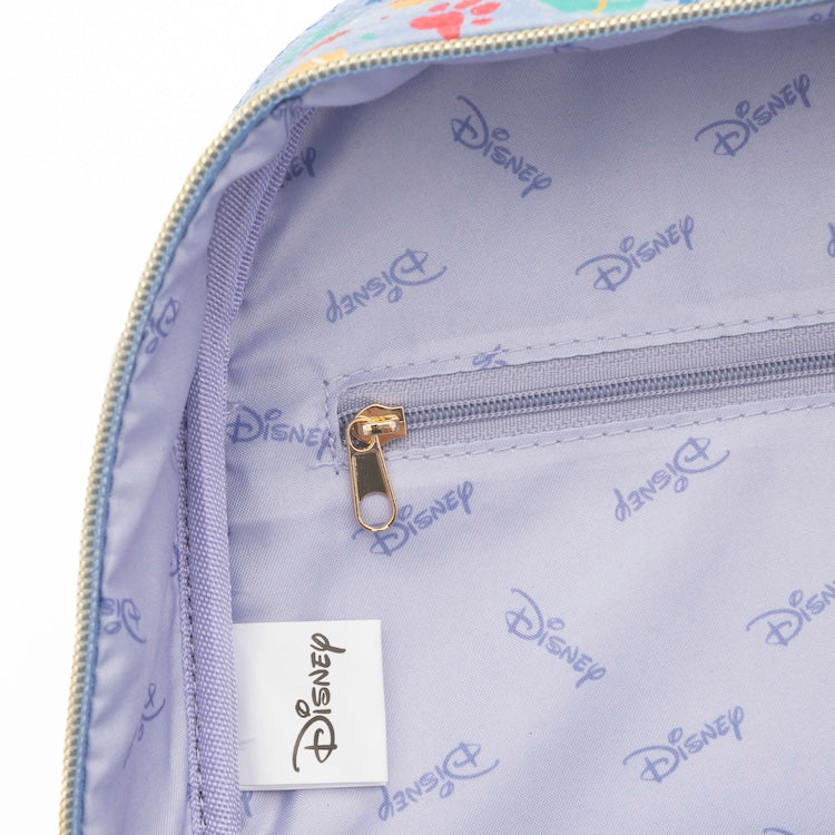 Close-up of a Disney branded product with a zipper and visible branding.