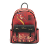 Red backpack with Disney design on a white background